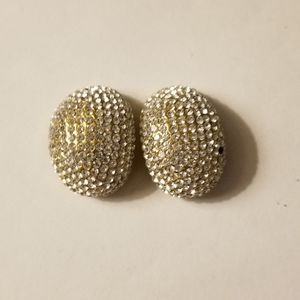Vintage Jarin Pave Rhinestone Clip On Earrings